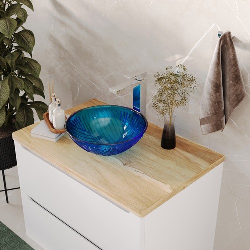 Glass vessel with drain - with,
