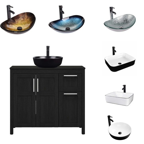 Black bathroom vanity set - black,