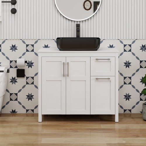 White bathroom vanity set - bathroom,