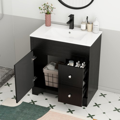 Black bathroom vanity set - black,